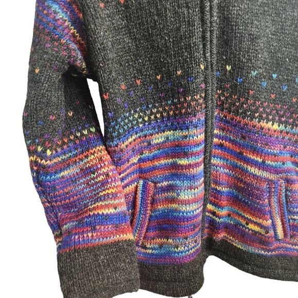 Colorful Confetti Wool Coat McRon Extra Warm Removable Hood Fleece Lined Jacket - Picture 6 of 13